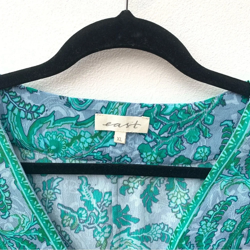 East UK Ladies Size XL Semi Sheer Tunic Blouse Loose Fit Oversized Teal Blue - Picture 3 of 9